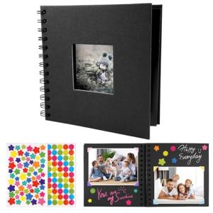 Xyvor 17x17 cm Album Negro Fotos para Pegar y Escribir, Álb…
