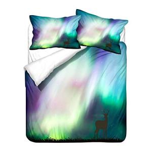 Chickwin Juego de Ropa de Cama 3D, Aurora Boreal Estampado…