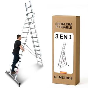 BTF | Escalera de Aluminio 3 Tramos 2,5 MTS, 9 peldaños x T…