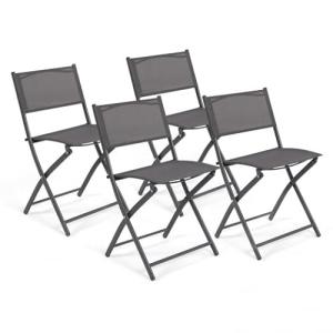 IDMarket - Juego de 4 sillas de jardín plegables Bastia met…