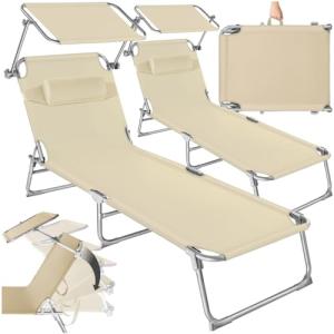 tectake® Set de 2 Tumbonas Jardín Exterior con Parasol y Re…