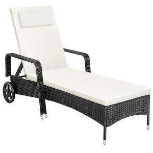 TecTake®, Tumbona Chaise Longue, Ajustable de Poliratán con…