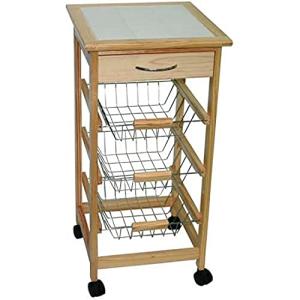 MSV Carrito de Cocina Pino y Cerámica