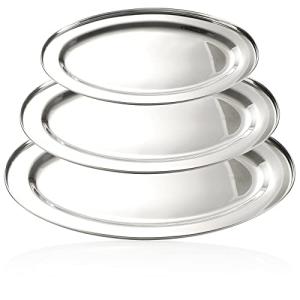 com-four® 3x Bandeja para Servir de Acero Inox - Plato Oval…