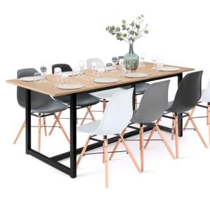 IDMarket – Mesa de comedor extensible rectangular Detroit 6…