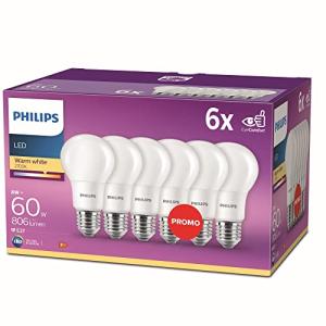 Philips - Bombilla LED 60W, E27, luz blanca cálida, mate, n…
