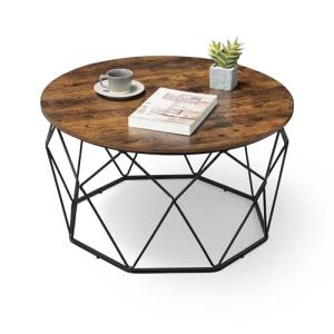 VASAGLE Mesa Baja Redonda, Mueble de salón, Marco de Acero,…