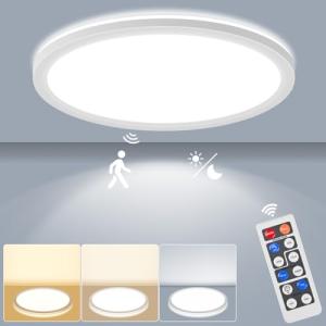 LEZOE - Lámpara de techo LED regulable con detector de movi…