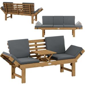 CASARIA® Banco de Jardín Plegable con Mesa 200x50cm Madera…