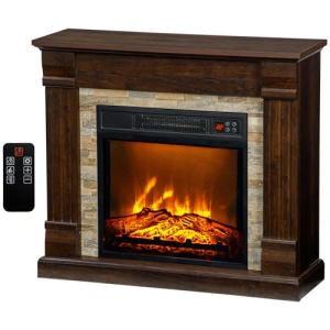 HOMCOM Chimenea Eléctrica 1800W Chimenea Decorativa con Efe…