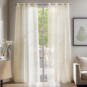 Deconovo Cortinas Visillo con Efecto Lino - Translucidas y…
