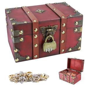 Cofre del tesoro de madera vintage, Cofre del Tesoro Caja d…