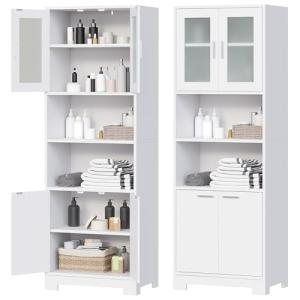 BEWISHOME Armario Alto de Baño, Columna Mueble Auxiliar con…