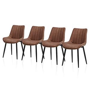 TUKAILAi Juego de 4 sillas de comedor marrones con patas de…