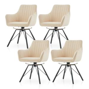 TUKAILAI Juego de 4 sillas de comedor giratorias de terciop…