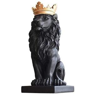 H&W Estatua de león de Corona, esculturas Negras, Figuras d…