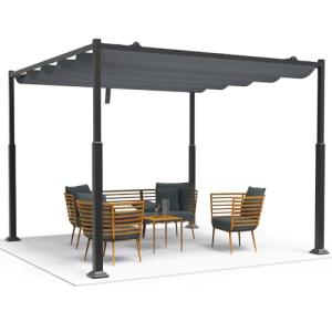 VOUNOT Pérgola Autoportante con Techo Retráctil 3x3m, Carpa…