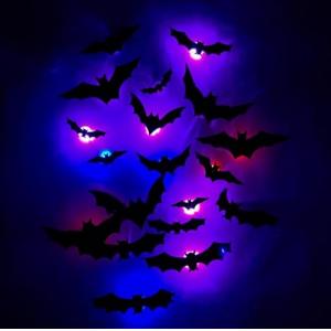 36 Piezas Murciélago de Decoración de Halloween con Luces L…