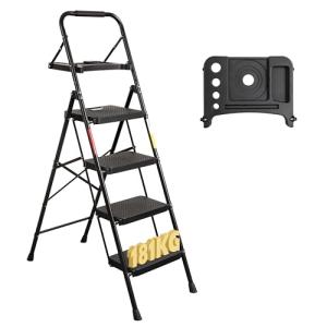 BONTEC Escaleras Plegables de 4 Escalones, Capacidad de 181…