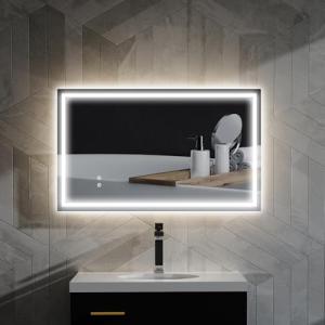 HOMCOM Espejo de Baño con Luz LED 100x60 cm Espejo de Pared…