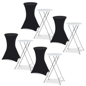 IDMarket – Juego de 4 mesas altas plegables 105 cm y 4 fund…