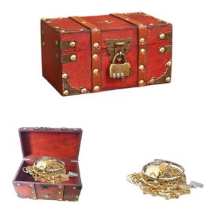 Belvanr Caja de Madera Cofre del Tesoro con Candado Cofre d…