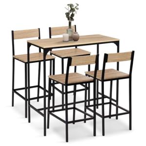 IDMarket – Conjunto de mesa alta de bar Detroit 100 cm y 4…