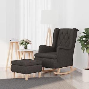 SKM Sillón mecedora con taburete, tela gris oscuro, peso: 2…