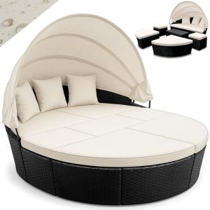 CASARIA Tumbona Redonda 2en1 Ø226cm Poliratán Cama Isla Ext…