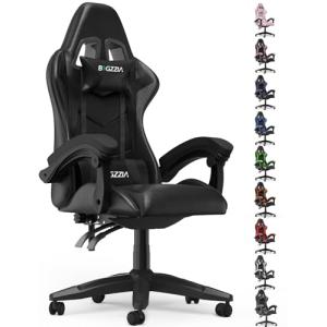 bigzzia Silla Gaming,Silla Ergonómica de Oficina en Cuero P…