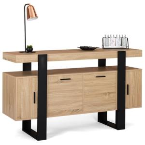 IDMarket Phoenix - Aparador (140 cm, 4 Puertas, Madera y Ne…