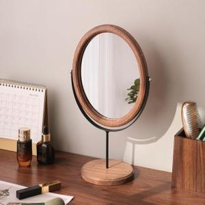 Hosoncovy Espejo de escritorio de madera con soporte, espej…
