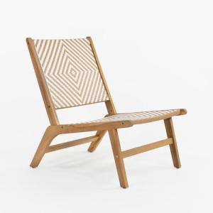 Vaukura Sillón de Madera de Acacia y Mimbre Sintético Azale…