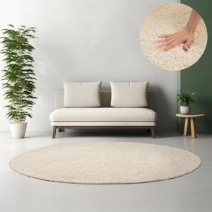 HomebyHome Alfombra Salon Peludo de Pelo Largo Crema 120 cm…