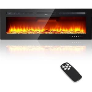 Chimenea Eléctrica 3D Chimenea de Pared Eléctrica de 50" (1…