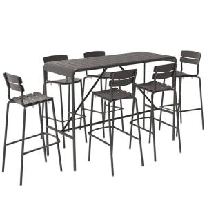 JonesHouseDeco Juego de mesa de comedor de 7 piezas de alum…