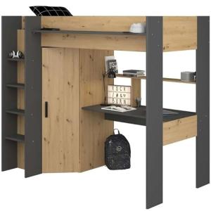 Miroytengo Cama Alta High con Armario y Escritorio 90x200 cm
