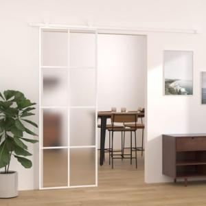 Refined Puerta corredera ESG vidrio y aluminio blanca 76x20…