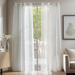 Deconovo Cortinas Visillo con Efecto Lino - Translucidas y…
