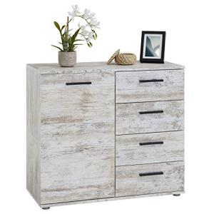 Vladon Armario Chicago Shabby Chic, con puerta y 4 cajones,…