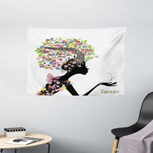 ABAKUHAUS Zodiacal Capricornio Tapiz de Pared, Mujer Floral…