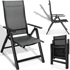 tillvex Silla de jardín Premium, plegable, de aluminio, res…