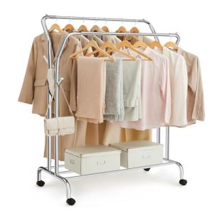 SONGMICS Burro para Ropa, con Ruedas, Perchero Burro con Do…