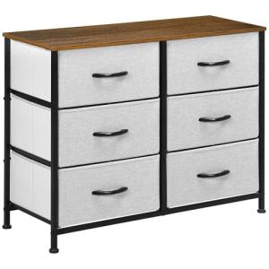 HOMCOM Cómoda Moderna Cajonera con 6 Cajones de Tela Plegab…