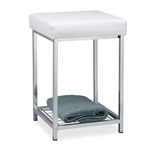 Relaxdays Taburete Bajo Cuadrado Acolchado con Repisa, Hier…