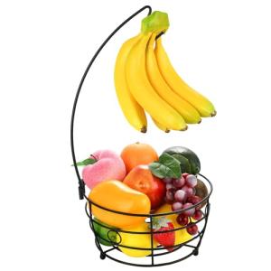 DIYZON Cesta de Frutas para Encimera con Colgador de Plátan…