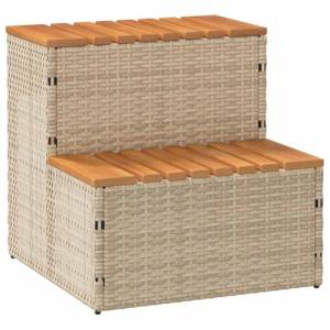 vidaXL Escalón bañera hidromasaje Beige 50x50x50,5 cm ratán…