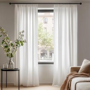 Deconovo Cortinas de Gasa con Volantes, Cortinas Decorativa…