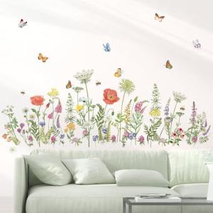 decalmile Pegatinas de Pared Floral Hierba Mariposas Vinilo…