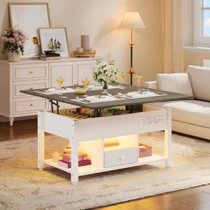 YITAHOME Mesa de Centro Elevable con LED RGB, 4 en 1 Mesa d…